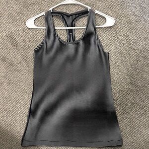Lululemon Athletica Black and White Striped Tank Top